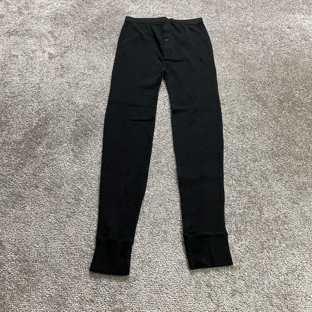 Polar Edge Thermal Base Layer Pants Mens Small Black Waffle Outdoor Camp 24x27